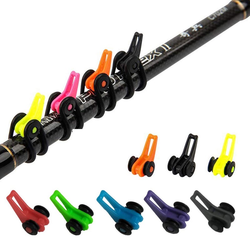 JueDi Fishing Rod Hook Keeper with 3 Size Elastic Rubber Rings Fishing Lure Bait Holder Small Fishing Tools Easy Adjustable Plastic Fishing Pole Hook Keeper Springs 4 Sets Gray - Image 1